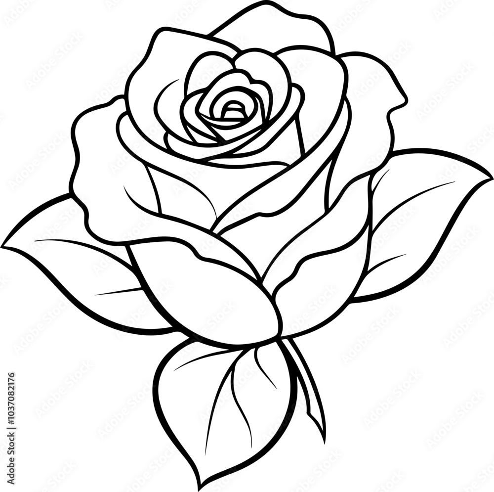 Outlined rose flower vector illustration Outlined rose flower vector illustration