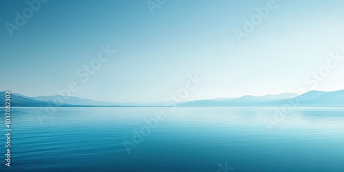 Wallpaper Mural Tranquil blue water surface with calming mountains in the background. Torontodigital.ca