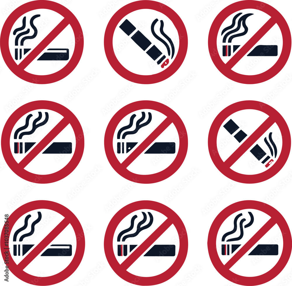 No smoking icon in a vector illustration style No smoking icon in a vector illustration style