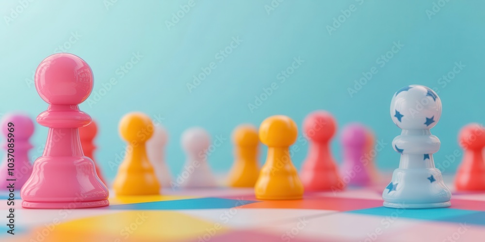 Colorful game pieces on a playful background, ideal for gaming themes. Colorful game pieces on a playful background, ideal for gaming themes.