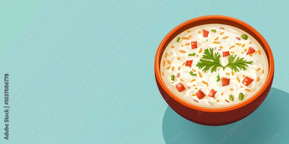 Delicious bowl of creamy soup with vegetables, perfect for a healthy meal. Delicious bowl of creamy soup with vegetables, perfect for a healthy meal.