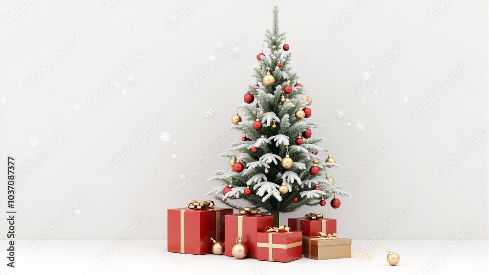 christmas tree decorations and gifts isolated white background christmas tree decorations and gifts isolated white background