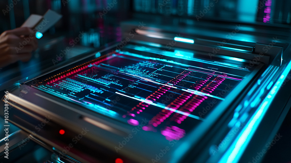 Futuristic Technology Interface with Blue and Pink Lights Futuristic Technology Interface with Blue and Pink Lights