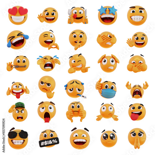 3d emoticons icon set