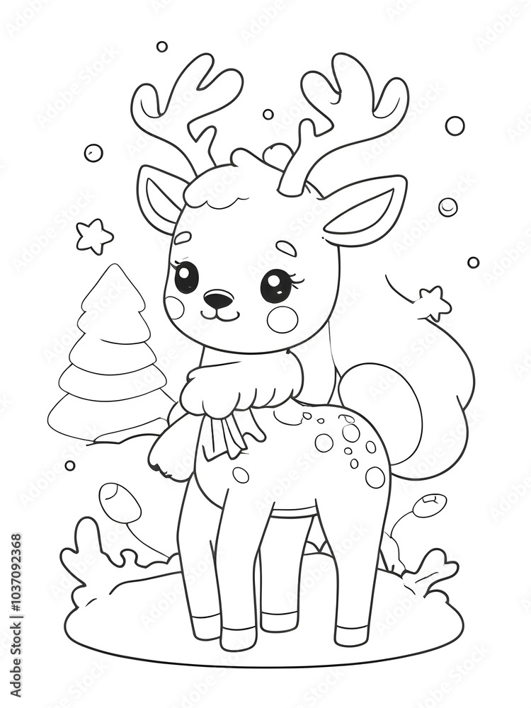 Obraz premium deer coloring book page