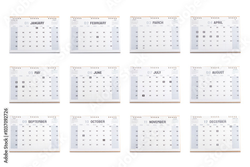 A 2025 desk calendar displaying all 12 months, set against a white background. The image symbolizes planning and organization for the year ahead, emphasizing time management and future goals