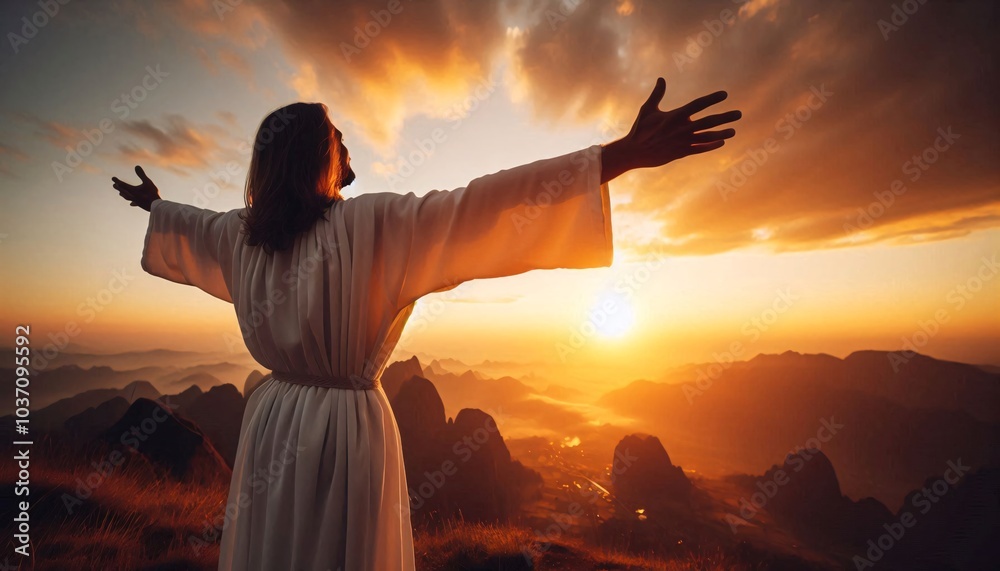 © organik - Happy man thinking felling ambitious empowerment energy vision on moutain background. Christian prayer love freedom worship praise God. Strength courage self confidence good for yourself concept © organik - Happy man thinking felling ambitious empowerment energy vision on moutain background. Christian prayer love freedom worship praise God. Strength courage self confidence good for yourself concept