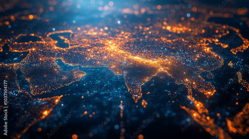 abstract network map of saudi arabia connecting middle east and north africa global data transfer 
concept digital illustration, Ai