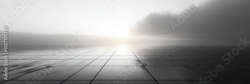 Solar Panels in a Serene Landscape, expansive field with sleek solar panels aligned, emphasizing sustainability and modern energy solutions
