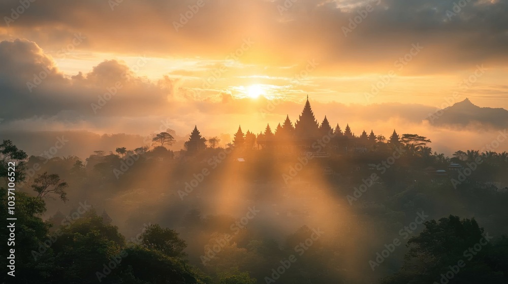 Obraz premium A travel business in Asia creating promotional content, capturing stunning visuals of Asian temples, beaches, and cities for a global audience.