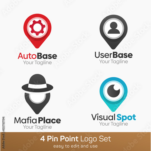 Pin Point Shape Logo Template Set. Good for Business, Agency, Community and Organization