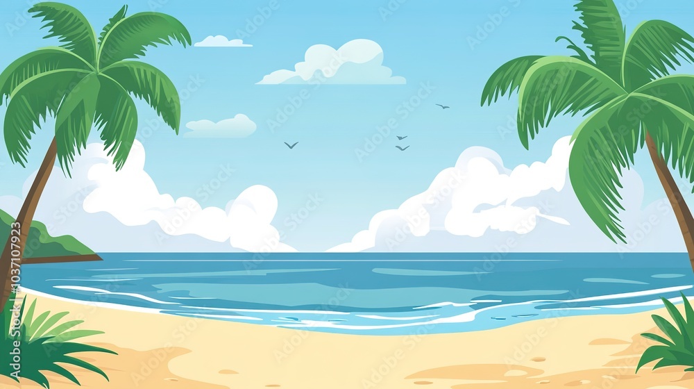Stunning Beach Background: A Serene Coastal Scene Featuring Soft Sand, Gentle Waves, and a Clear Blue Sky. This image captures the essence of a tranquil beach atmosphere, perfect for relaxation Stunning Beach Background: A Serene Coastal Scene Featuring Soft Sand, Gentle Waves, and a Clear Blue Sky. This image captures the essence of a tranquil beach atmosphere, perfect for relaxation