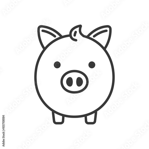 Line drawing of a cartoon pig
