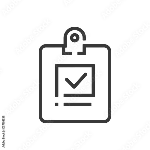 Line drawing of a clipboard with a checkmark inside a square