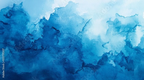 A vibrant watercolor texture featuring shades of blue, resembling gentle waves or clouds, creating a serene and artistic atmosphere.