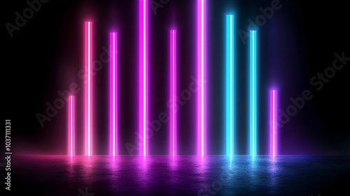 Wallpaper Mural Futuristic Neon Structures in a Cyber Cityscape - Illuminated Digital Grid and Abstract Technology in a Vibrant Universe Torontodigital.ca