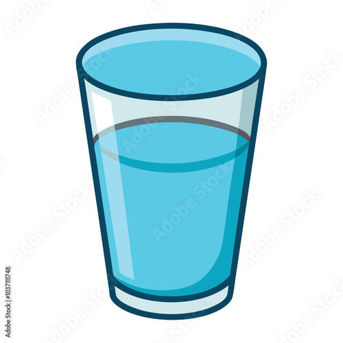 High-Quality Glass of Water Illustration – Stylish and Detailed Design on White Background