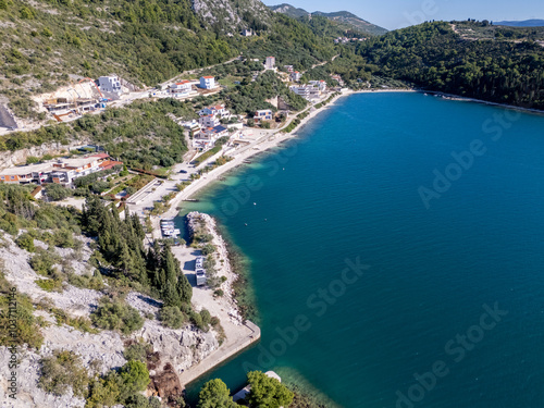 Small village of Duba at the coast in Croatia by drone photo