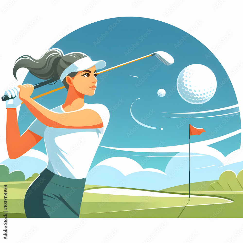 lady player golf sport cartoon lady player golf sport cartoon