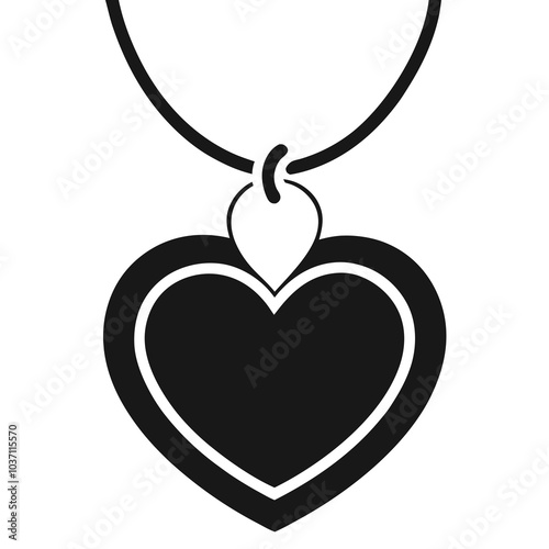 heart shaped locket necklace design icon silhouette vector art illustration