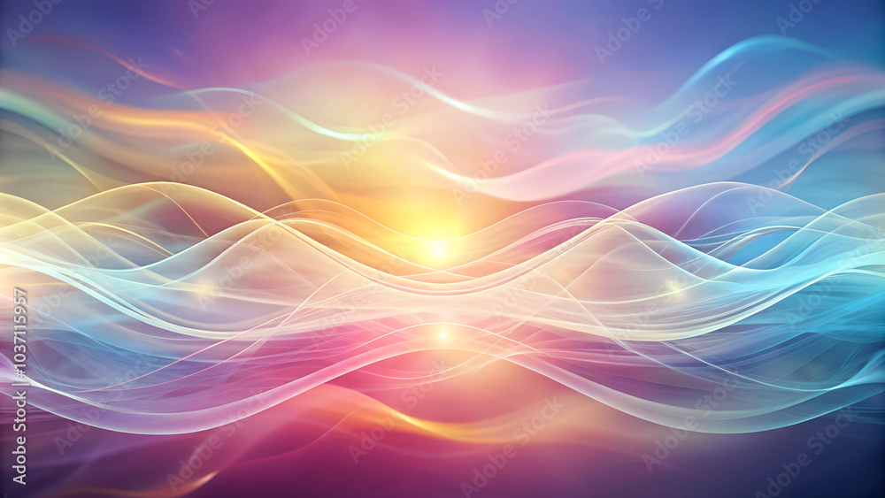 Flowing waves of light and color creating a tranquil meditative atmosphere
Flowing waves of light and color creating a tranquil meditative atmosphere