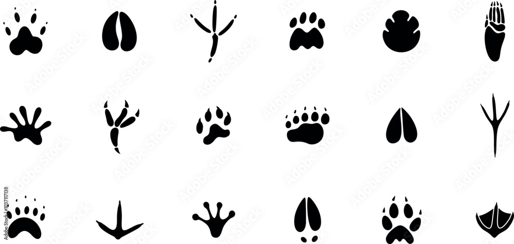 Paw print silhouette. Isolated paw print on white background Paw print silhouette. Isolated paw print on white background