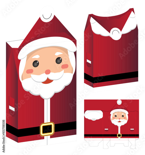 Christmas Box packaging die cut template design. 3d mock-up