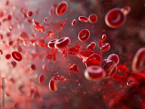 Dynamic Visualization of Red Blood Cells and Vascular Structures, Perfect for Medical, Biological, and Healthcare-Related Designs and Scientific Illustrations photo