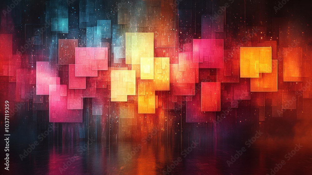 Abstract colorful geometric shapes with a gradient background. Abstract colorful geometric shapes with a gradient background.