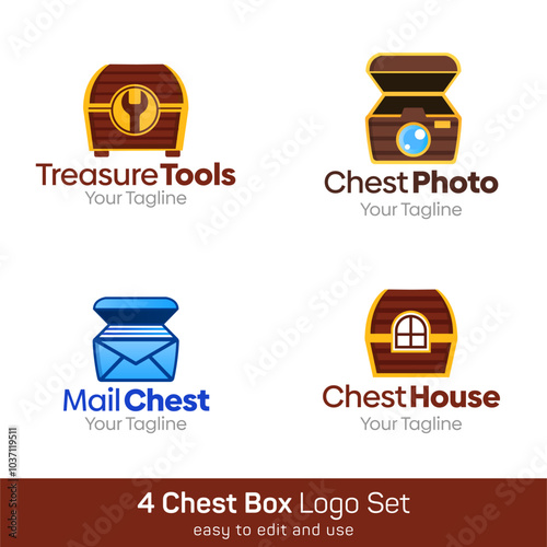 Treasure Box Shape Logo Template Set. Good for Business, Agency, Community and Organization