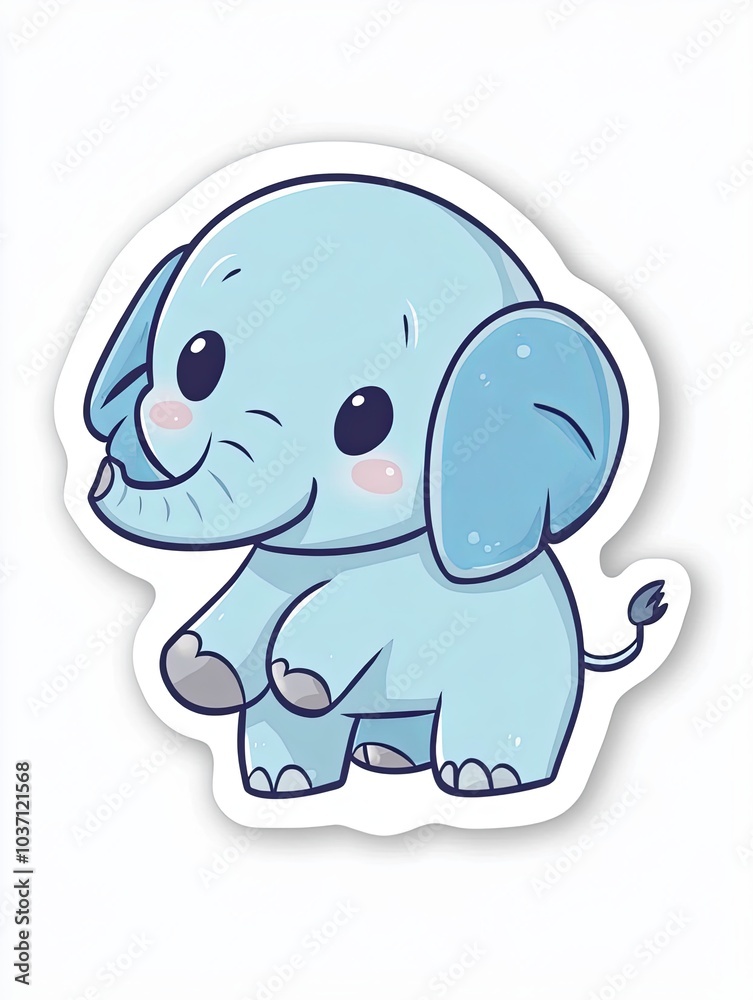 A cute cartoon illustration of a blue baby elephant with big eyes and a small trunk. A cute cartoon illustration of a blue baby elephant with big eyes and a small trunk.