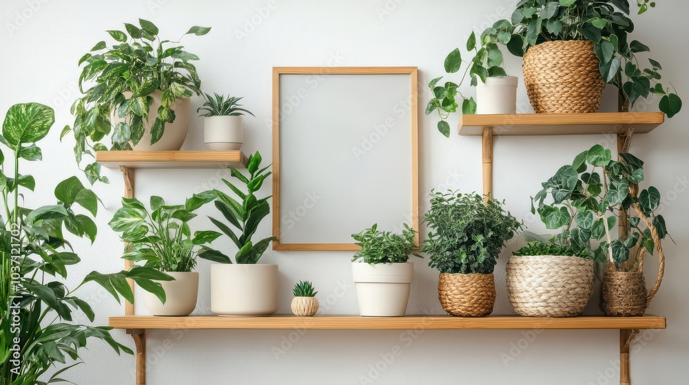 Fototapeta premium Elegant Indoor Plant Display with Decorative Pots