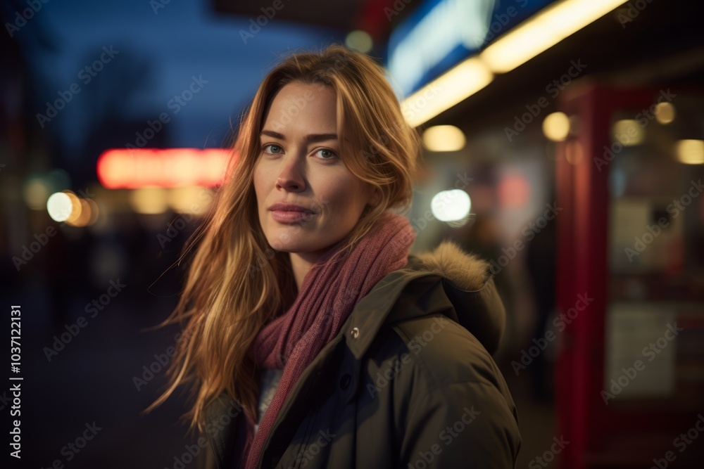 Portrait of a beautiful young woman in a city at night. Portrait of a beautiful young woman in a city at night.