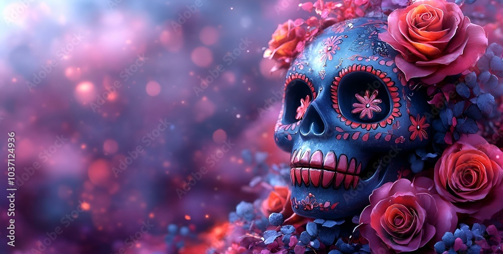 Skull Adorned with Beautiful Flowers.
Skull Adorned with Beautiful Flowers.