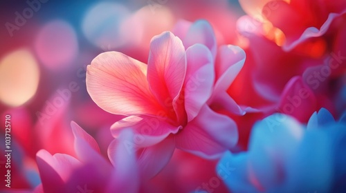 Pink and Blue Flowers in Bloom