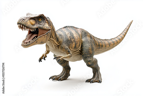 Furious Tyrannosaurus isolated on white background.