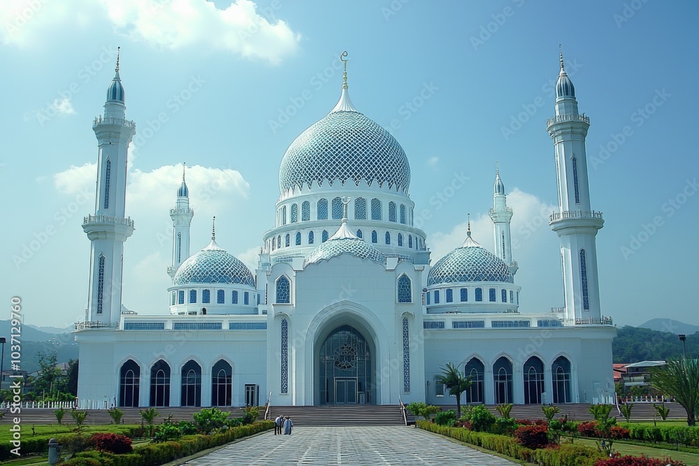 Fototapeta premium Beautiful mosque as a place of worship for Muslims created with Generative AI