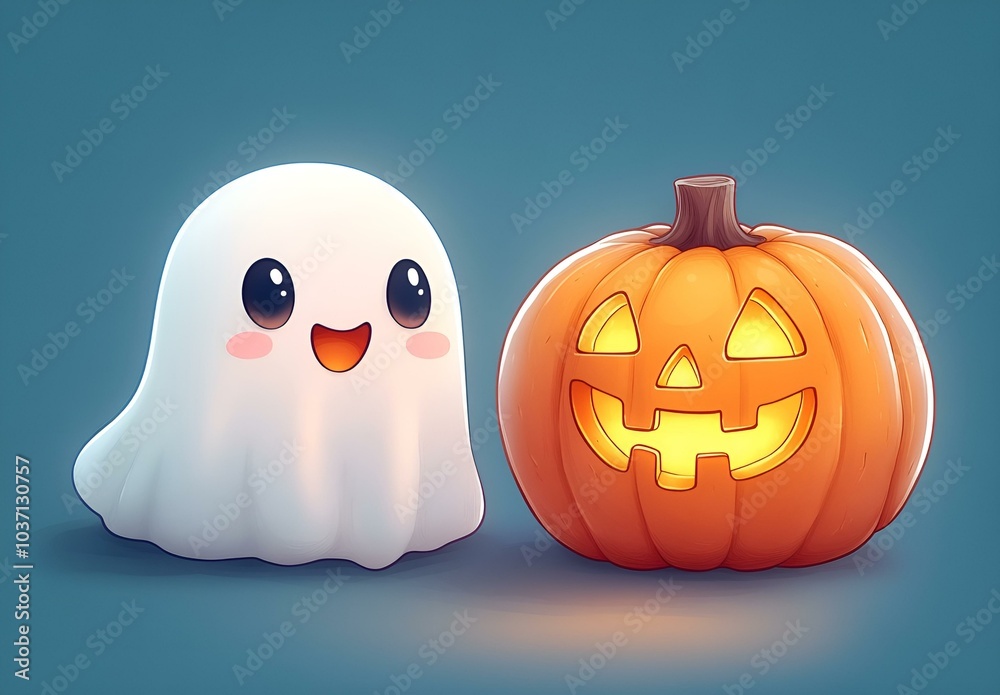 a ghost and a pumpkin
a ghost and a pumpkin