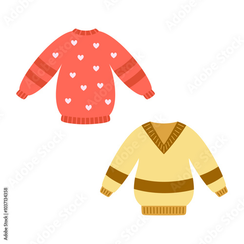 set of cozy autumnal sweater