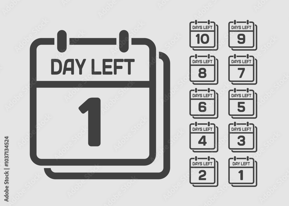 Countdown daily page calendar icon - 1 day left Countdown daily page calendar icon - 1 day left