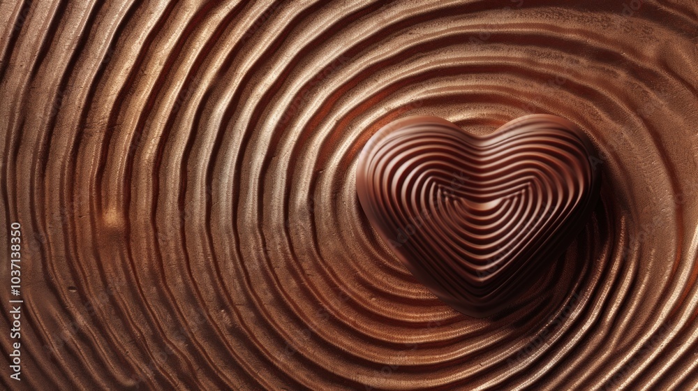 Chocolate Heart on Swirling Background Chocolate Heart on Swirling Background