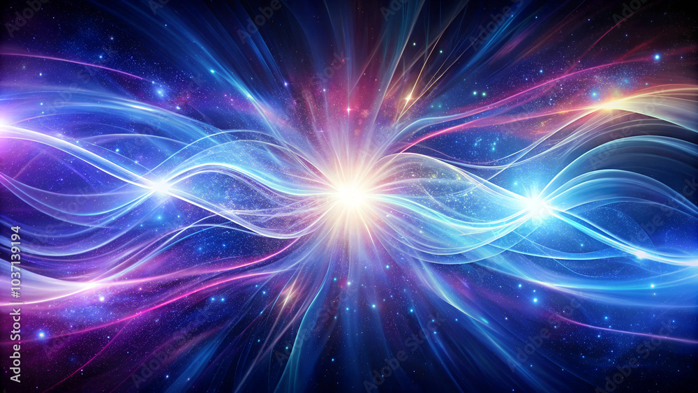 Naklejka premium Vibrant energy waves representing meditation in a cosmic environment