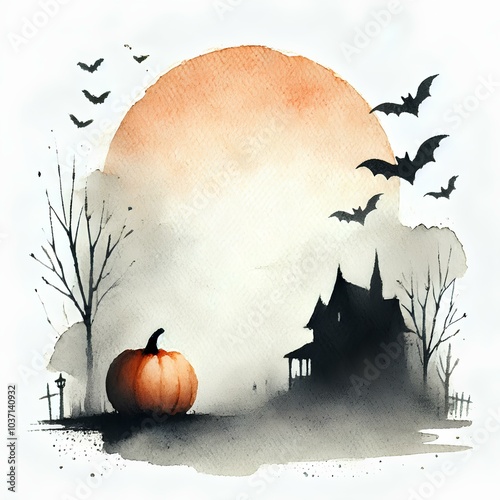 Minimalist halloween background , watercolor design