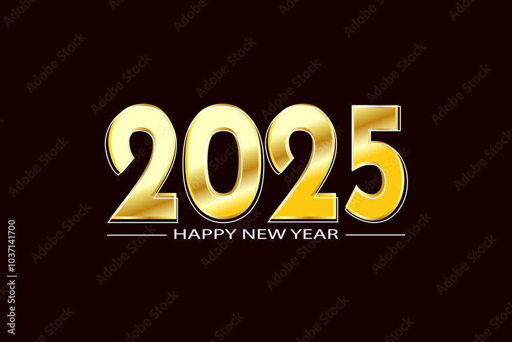 2025 golden number, New year greeting card, vector illustration 2025 golden number, New year greeting card, vector illustration