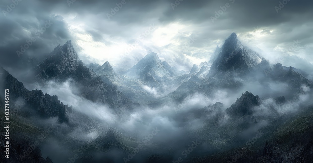 Breathtaking Mountain Landscape. AI generated illustration.