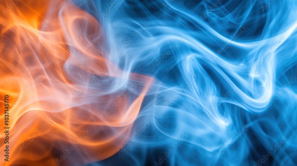 Abstract Smoke Art: Blue and Orange Abstract Smoke Art: Blue and Orange
