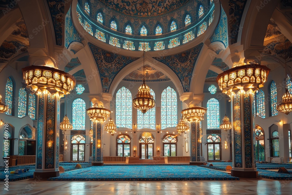 Obraz premium Beautiful mosque as a place of worship for Muslims created with Generative AI