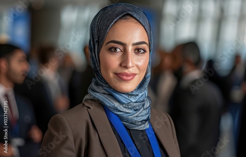 Middle Eastern Businesswoman Leading a Professional Conference with Confidence