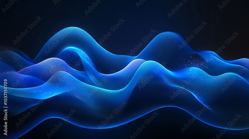 Obraz premium Abstract blue wave patterns on a dark background, perfect for digital design.