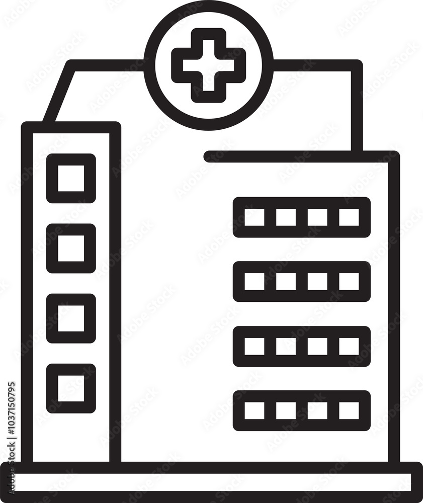 Hospital Icon Line Illustration